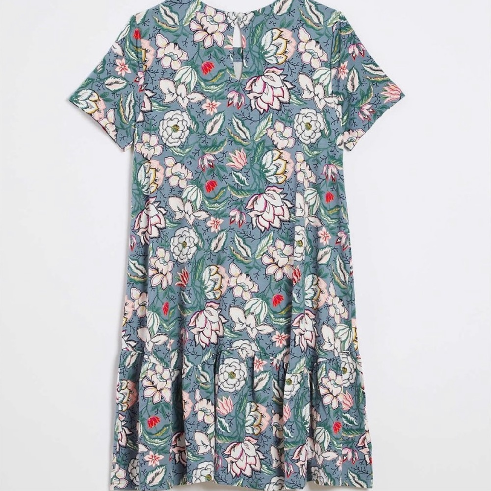 Loft Floral Flounce Dress Size Medium